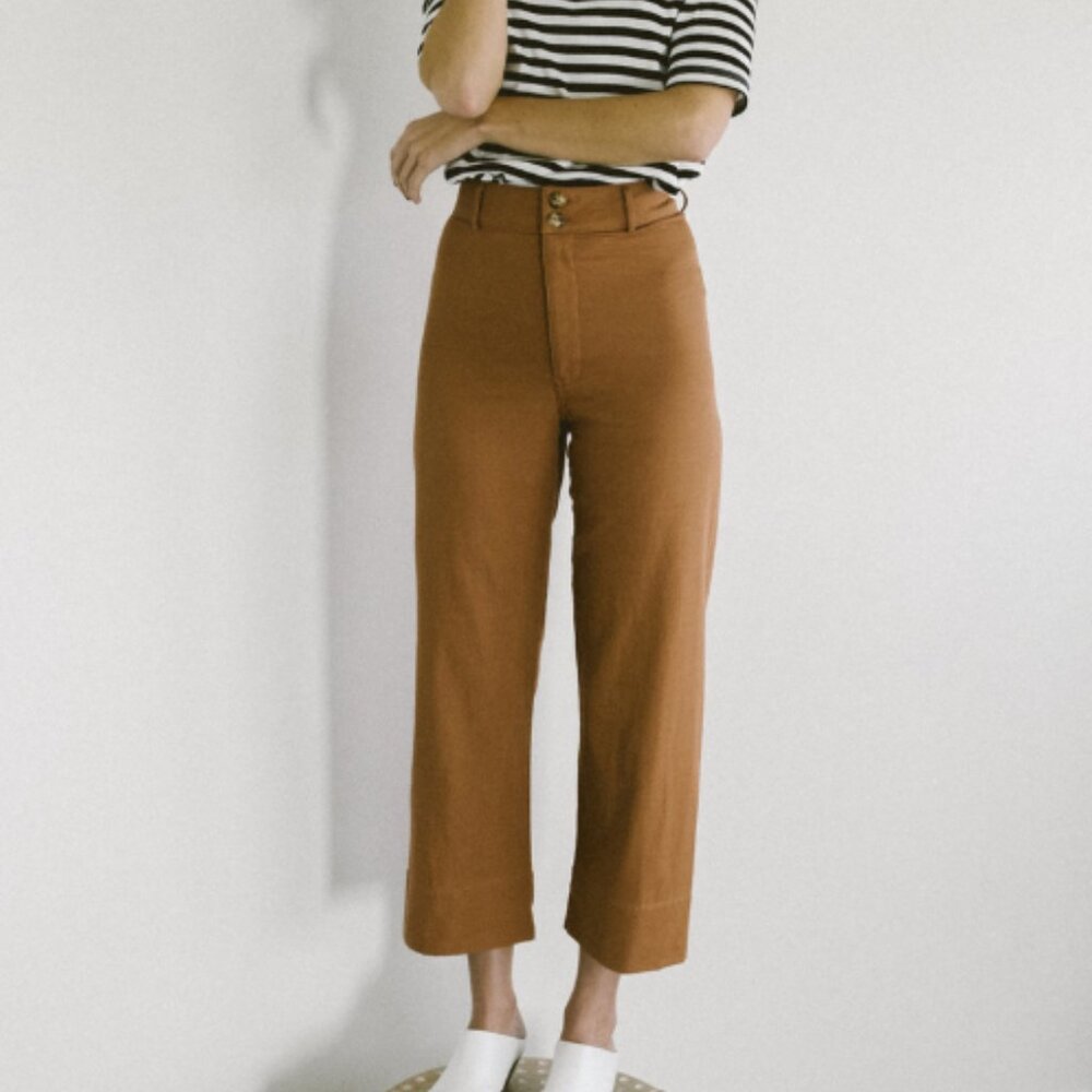 Maria Stanley Luna Trouser Clove Wide Leg Brown Orange Rust Pants Size 8‎